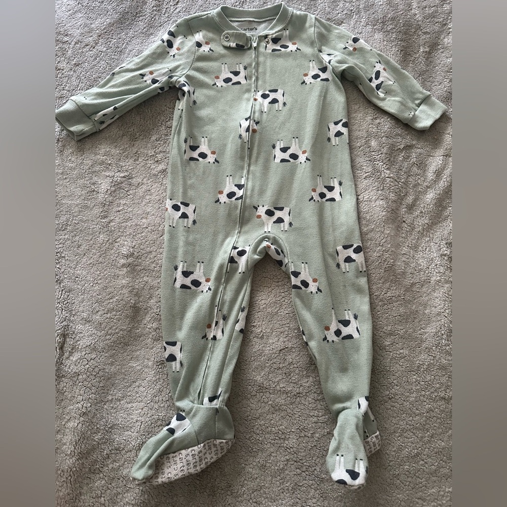 Carter's Green Cow Pattern Footie